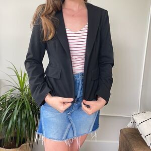 Nanette Lepore Boxy Tailored Black Blazer w/ Shoulder Pads